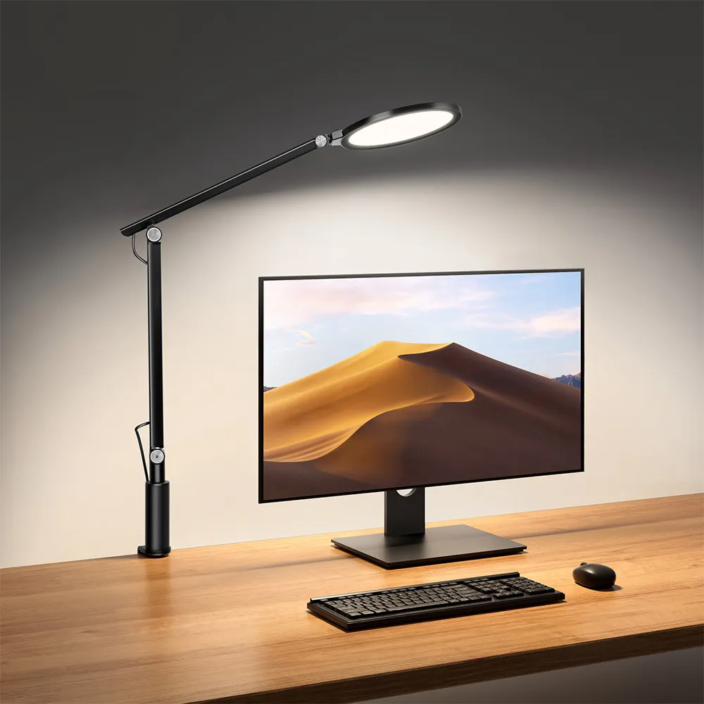 Lampada da scrivania a Clip per la luminosità regolabile dell'home office, lampada da scrivania con luce ad anello a LED per la temperatura del colore