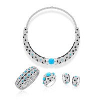 Nouveaux ensembles de bijoux à motif léopard plaqués rhodium, émail noir, accessoires vintage imposants pour femmes, soirée