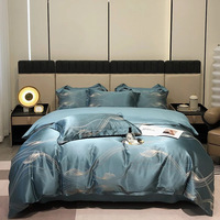 Parure de lit élégante en jacquard 100 % coton, housse de couette, drap et taie d'oreiller doux et infroissables, pour chambre à coucher décorative