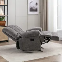 Fauteuil inclinable manuel Sans avec cadre en bois moderne, tissu en microfibre, un siège, pivotant, avec massage des pieds