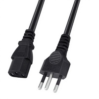 Câble d'alimentation CA italien à 3 broches, 10 ampères, 250 volts CA, prise de type L vers câble C13/C8/C5 pour ordinateur, ordinateur portable et plus encore
