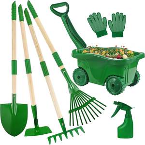 Factory Direct Cross-Border <strong>Children's</strong> Toddler 6-Piece Plastic &amp; Wood <strong>Gardening</strong> Tool Set with Wood Handle Rake - Product Image 1