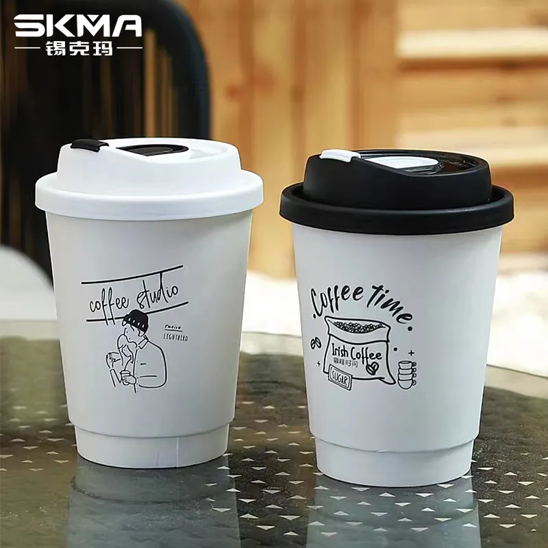 Skma impressão personalizada da fábrica 16oz papel descartável xícaras de café tirar copos de papel para bebidas quentes