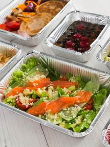 10 20 50 PCS Food Grade Disposable Pulp Moulded Aluminum <b>Foil</b> Food <b>Containers</b> 150ml/200ml Rectangle Takeaway Trays with Lid - Product Image 4