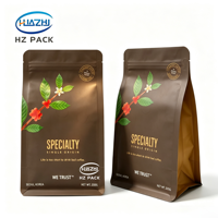 Sachet de café en aluminium imprimé sur mesure avec valve et fermeture éclair pour grains de café, poudre, café moulu, snacks instantanés, qualité alimentaire, haute barrière