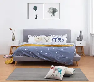 आधुनिक राजा डबल एकल आकार लकड़ी के फ्रेम के लिए कपड़े बेडरूम फर्नीचर चमड़े हेडबोर्ड रानी बेड बिस्तर सेट