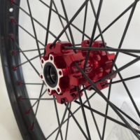 Kit de jantes à rayons droits robustes noires 19x1.4 avant 16x2.15 arrière avec moyeu et nipples rouges pour Surron Light Bee Pièces tout-terrain