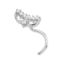 Piercing de nez en titane G23 courbé en S, 20G, incrusté de CZ, bijou de piercing pour narine, hypoallergénique, pour femme