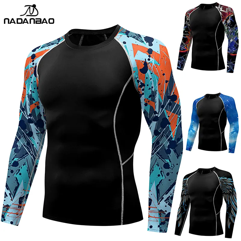 Nadanbao Neueste Surf Sportswear Shaping Fitness Tops <span class=keywords><strong>T-Shirt</strong></span> Herren Langarm 3D gedruckt benutzer definierte Logo T-Shirts Polyester <span class=keywords><strong>T-Shirt</strong></span>
