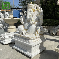 Sculpture de Bouddha grandeur nature, dieu indien, marbre blanc, sculptée à la main, décoration religieuse de jardin, statue de Ganesh