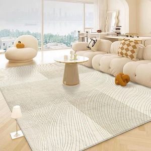 Tappeto Geometrico Moderno Stile Crema per Soggiorno e Camera da Letto - Tappetino di Lusso Leggero per Casa con Isolamento Acustico - Product Image 2