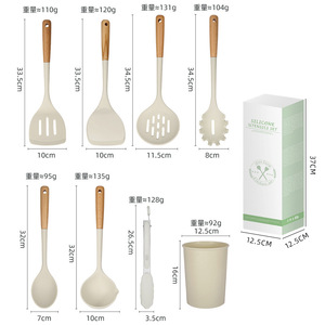 Espátula de silicona Royal Cuisine con mango de madera, juego de utensilios de cocina antiadherentes de 8 piezas para freír carne y ajo - Product Image 2
