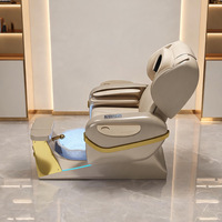 Fauteuil de massage électrique inclinable pour shampoing, table de pédicure, chaise de spa pour les pieds en cuir PU avec lumière LED pour salon de coiffure et équipement de beauté et spa