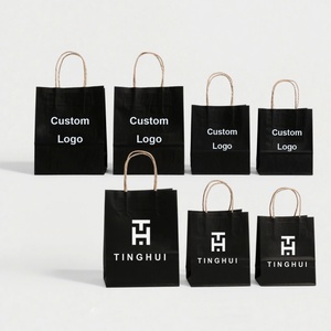 Bolsas de Compra de Papel Kraft con Logotipo Personalizado, Asas de Papel Reciclado Blanco, Negro y Marrón para Promoción de Ropa y Exposiciones - Product Image 3