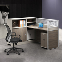 LR-W-017 1-8 places bureau poste de travail ordinateur cabine diviseur Table bureau avec panneau de verre Style bois pour le cloisonnement de bureau