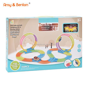 Venta caliente nueva madre juguetes luminosa <span class=keywords><strong>pistas</strong></span> de <span class=keywords><strong>coches</strong></span> juguetes 180 piezas niños ranura coche pista Flexible pista de carreras de coche para niños - Product Image 3