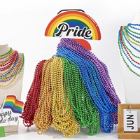 Colliers de perles en plastique en gros pour usine, violet, or, vert, métalliques, pour Mardi Gras, carnaval, fête, accessoires de costume, imperméables, durables