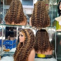 Peluca Frontal Transparente HD de Cabello Humano Virgen 100% Sin Pegamento SDD Rizado Birmano con Cutícula Alineada y Mechas Largas 250%