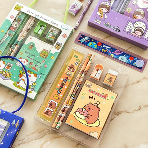 Juego de 6 Piezas de Papelería con Diseño de Capibara de Dibujos Animados, Borrador Kawaii, Sacapuntas, Útiles Escolares para Niños y Estudiantes - Product Image 5