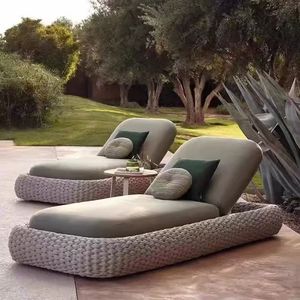 Tumbona Moderna de Cuerda para Hotel, Muebles de Exterior de Lujo para Resort, Tumbona para Piscina con Estructura de Aluminio, Set de Jardín, Tumbona de Cuerda para Villa - Product Image 2