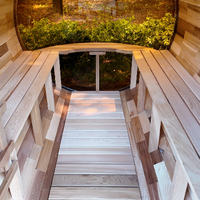 Sauna de Vapor Seco para Exteriores de Alta Calidad, Diseño Europeo, de Cedro Rojo Carbonizado, con Conexión Eléctrica y Control por Computadora