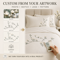 Ensemble de literie brodé sur mesure Alenhome, OEM ODM, housse de couette florale, taie d'oreiller, fabricant de textiles d'hôtel et de maison, marque privée