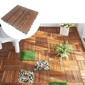 Dalles de sol modulaires en bois pour jardin, cour, patio, balcon – Revêtement de sol portable et emboîtable - Product Image 1