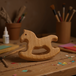 Accessorio in legno a forma di cavallo Ilan 70x70mm per artigianato e decorazioni - Product Image 3