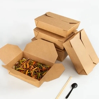 Boîtes alimentaires jetables en papier kraft de qualité alimentaire, contenants à lunch étanches pour salades, emballages rapides pour la restauration rapide