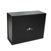 Boîte cadeau magnétique noire avec logo en relief, doublure en éponge, biodégradable et recyclable pour bougies, chaussures et chapeaux personnalisés