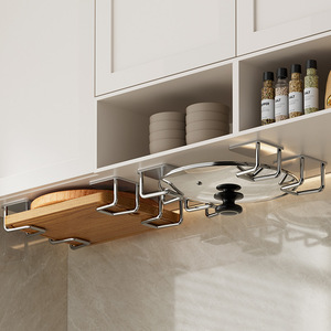Étagère de cuisine en acier inoxydable sans perçage pour couvercles de casseroles et planches à découper - Product Image 2
