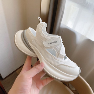 Sandales <span class=keywords><strong>de</strong></span> sport montantes à lacets pour <span class=keywords><strong>femme</strong></span>, modèle été 2026, à semelle épaisse, avec empeigne en maille respirante ajourée, style Dad Shoes, blanc - Product Image 1