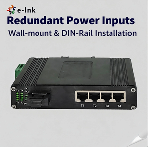 Compact Industrial 4+1 Port Ethernet Switch with Fiber SC/FC/ST Options Redundant Power - Product Image 2