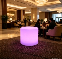 Table d'appoint cylindrique LED RGB 16 couleurs, étanche, en PE, rechargeable (solaire/électrique), télécommandée, pour extérieur