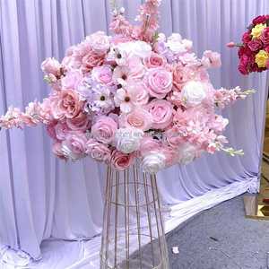 G Vente <span class=keywords><strong>en</strong></span> gros Simulation Boule de rose Décoration de table de mariage Boule de fleurs Blanc et rose Brumeux Smog <span class=keywords><strong>Rime</strong></span> Feuilles Centre de table de fleurs - Product Image 5