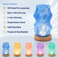 Lámpara de Noche LED de Diseño Japonés Moderno, Impresa en 3D con Forma de Ola, Base de Madera, Flexible, Simple, Ajustable, Regulable, Alimentada por USB