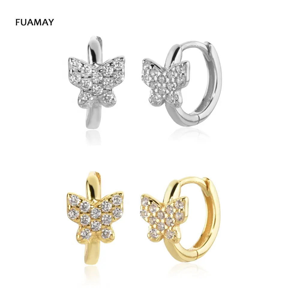 FUAMAY S925 Silver Animal Butterfly Huggie Clip On Earrings Gold Filled Earrings Huggies