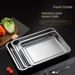 Yolecen 304 Thép Không Gỉ Đa-Mục Đích Tấm Vuông Hình Chữ Nhật Phẳng Dưới Khay Cho Thịt Nướng Hấp Bánh Gạo-Nhà Hàng - Product Image 2