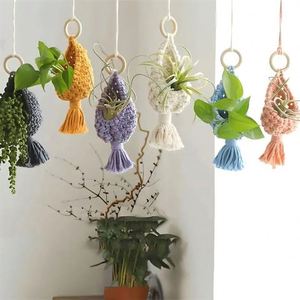 <span class=keywords><strong>Cache</strong></span>-chaîne <span class=keywords><strong>Pot</strong></span> Tissé <span class=keywords><strong>Suspendu</strong></span> Jardinières 3Pcs Undershell Panier Clôture pour Semis Pots Rustique Mur Monté Fruits - Product Image 1