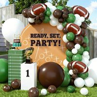 Kit de arco de globos de fútbol americano verde oscuro, marrón y negro, columna de soporte autoportante, estrella de aluminio, decoración para cumpleaños, eventos deportivos y fiestas al aire libre