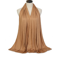 Hijab foulard en coton mercerisé uni à la mode du Moyen-Orient, foulard long polyvalent, voile en jersey