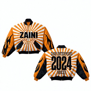 แจ็คเก็ตบอมเบอร์ผู้หญิงแบบสั่งทำพิเศษ 240 GSM ผ้าโพลีเอสเตอร์ทวิลล์พรีเมียม สีส้ม ขาว ดำ ดีไซน์แผงสี  โลโก้สั่งทำพิเศษ OEM ODM - Product Image 1