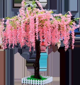 Arbre à fleurs de glycine artificielle en soie, grand arbre à fleurs violettes, décoration de mariage, paysage, arbre de glycine artificiel - Product Image 5