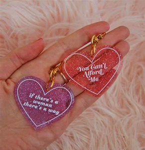 Rõ ràng Acrylic Keychain Tùy chỉnh hình trái tim Hologram <span class=keywords><strong>Keyring</strong></span> in ấn đôi sáng tạo quyến rũ Móc chìa khóa móc khóa nhựa long lanh - Product Image 6