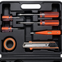 Ensemble d'outils à main 11 pièces pour la maison : tournevis, marteau, pince, clé, testeur de tension, boîte à outils de réparation DIY avec étui de rangement pour usage domestique