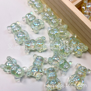 Cuentas acrílicas sueltas de doble cara con diseño de oso, 18x25mm, con revestimiento UV, para joyería DIY, cadena para teléfono, llavero, colgante y accesorios. - Product Image 5