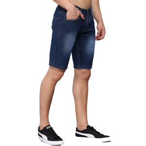 กางเกงยีนส์ขายาวสำหรับผู้ชายกางเกงขาสั้นผ้ายีนส์สีพื้นขนาดพลัสไซส์ผ้าซักออกแบบได้ตามต้องการ - Product Image 2