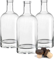 Venta al por mayor botella de vidrio Para Ron 500ml botella de ron 700ml botella de vidrio de Ron para whisky