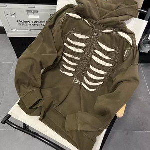 <span class=keywords><strong>Felpa</strong></span> <span class=keywords><strong>con</strong></span> cappuccio Vintage da uomo personalizzata <span class=keywords><strong>con</strong></span> ricamo a <span class=keywords><strong>scheletro</strong></span> ampio Design Oversize per l'inverno - Product Image 4