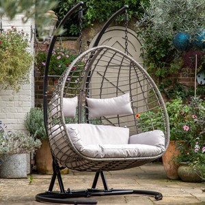 Quá Khổ mây đu ghế wicker đôi <span class=keywords><strong>ch</strong></span>ỗ ngồi ngoài trời trứng ghế vườn đồ nội thất sân thượng lớn ghế bành Patio sâu ghế - Product Image 1